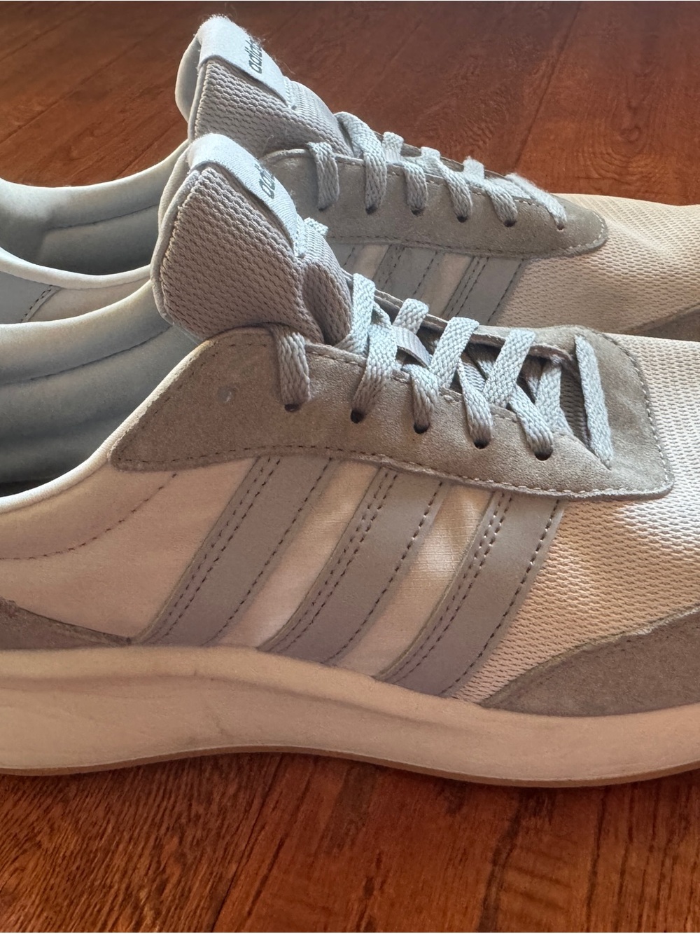 adidas Light Gray & White Men's Athletic Sneakers